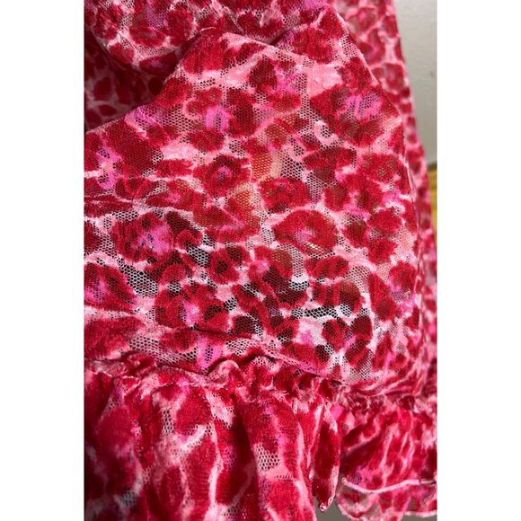 Victoria's Secret Red Mesh Teddy Baby Doll Cheetah Lingerie Intimates Womens S - Picture 4 of 7